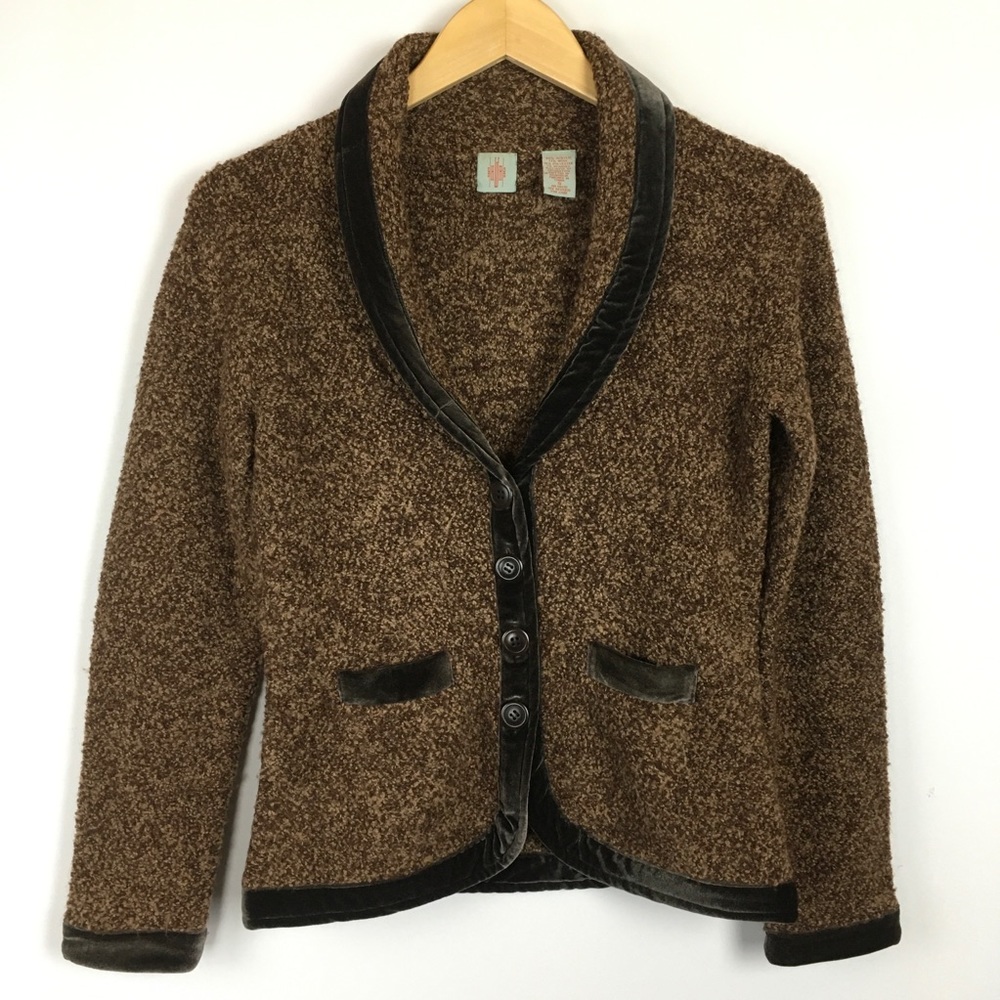 Anthropologie HWR Monogram Marled sweater blazer
